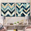 Carrelage bleu et blanc à motif de chevrons - formes abstraites, ensemble de collage carré-101857422-101857423