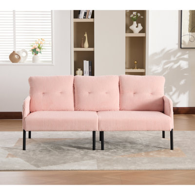 Causeuse surdimensionnée, canapé à deux places moderne et moelleux, canapé rembourré en velours côtelé, canapé de chambre confortable avec pieds en métal et poches latérales, idéal pour le salon, la chambre à coucher, un dortoir, un appartement
