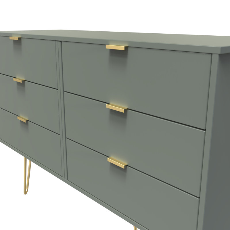 Bisceglia 115cm W 6 - Drawer Chest of Drawers, Green
