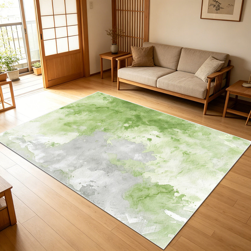 1PC Sage Green Watercolor Abstract area rugs for Living Room, Soft and Comfortable, Suitable for all seasons, easy-to-maintain, machine washable Indoor floor mat, Under Table Farmhouse suitable for kitchen, dining room, bedroom, entryway,
