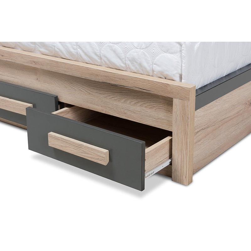Lit plateforme tapissier simple avec rangement Lathushan