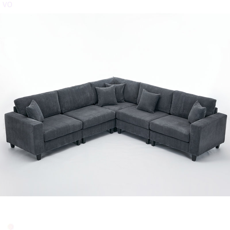 Ensemble de canapé modulaire surdimensionné surdimensionné, canapé en L, rembourré, siège profond, 5 sièges, 5 coussins décoratifs et 6 coussins de dossier, salon, appartement