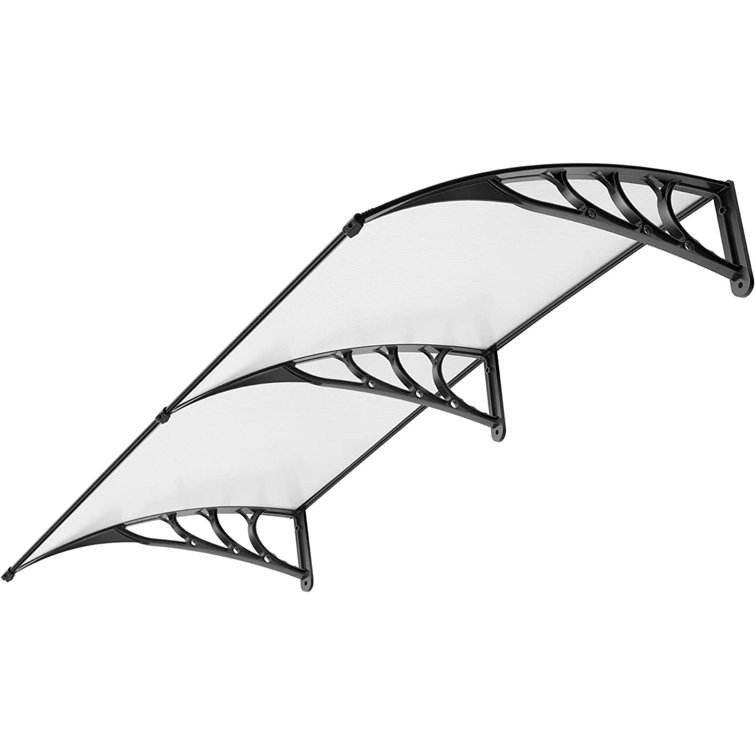 VIVOHOME 77.4'' W x 11'' D Plastic Clear/Black Cover Retractable Door / Window Awning