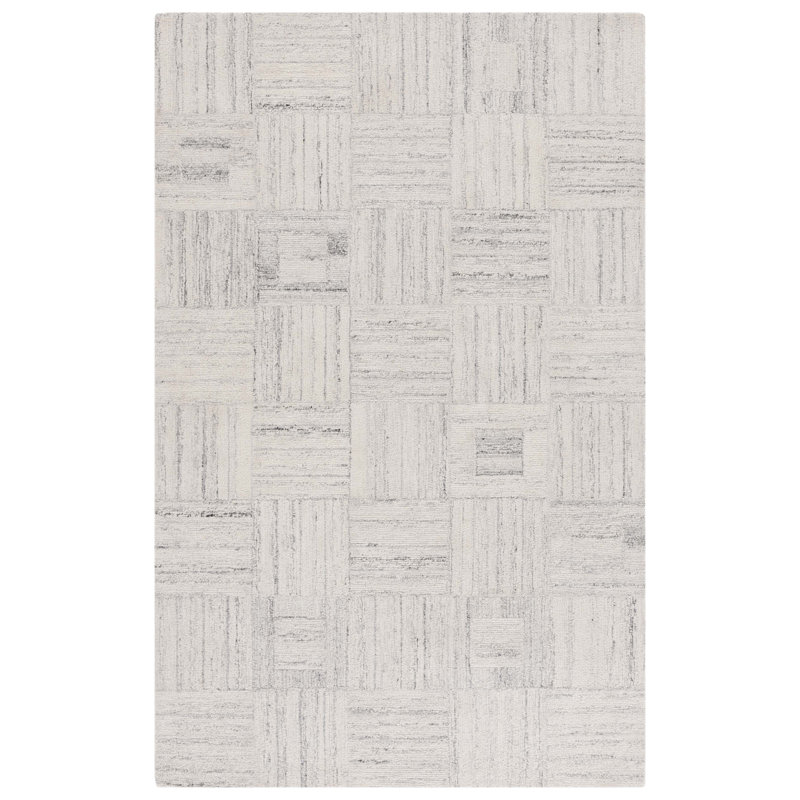 Abstract 614 Hand Tufted Wool/Nylon/Pet/Viscose/Cotton Geometric Indoor Use Only Rug in Gray, Round 6'