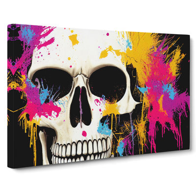 Skull Paint Splatter Vol.1 Abstract - Wrapped Canvas