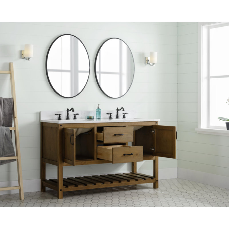 Ensemble de meuble-lavabo double 54 po Radstock, Naturel antique