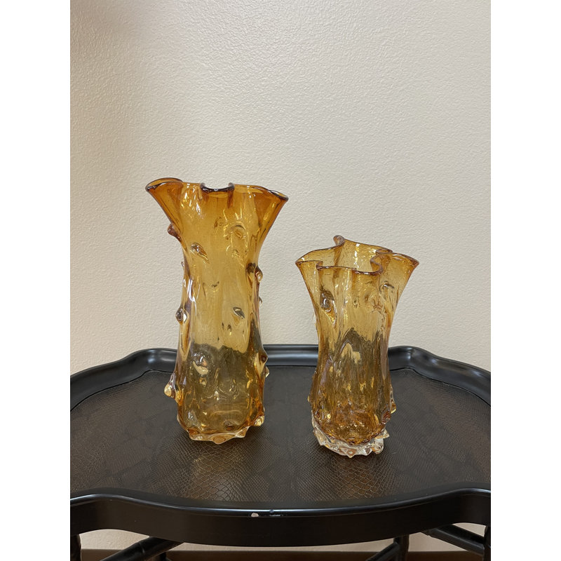 Sandie 2 Piece Bubble Glass Table Vase Set