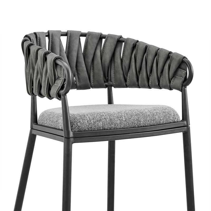Tabouret de bar à hauteur de comptoir en métal gris mat contemporain K central