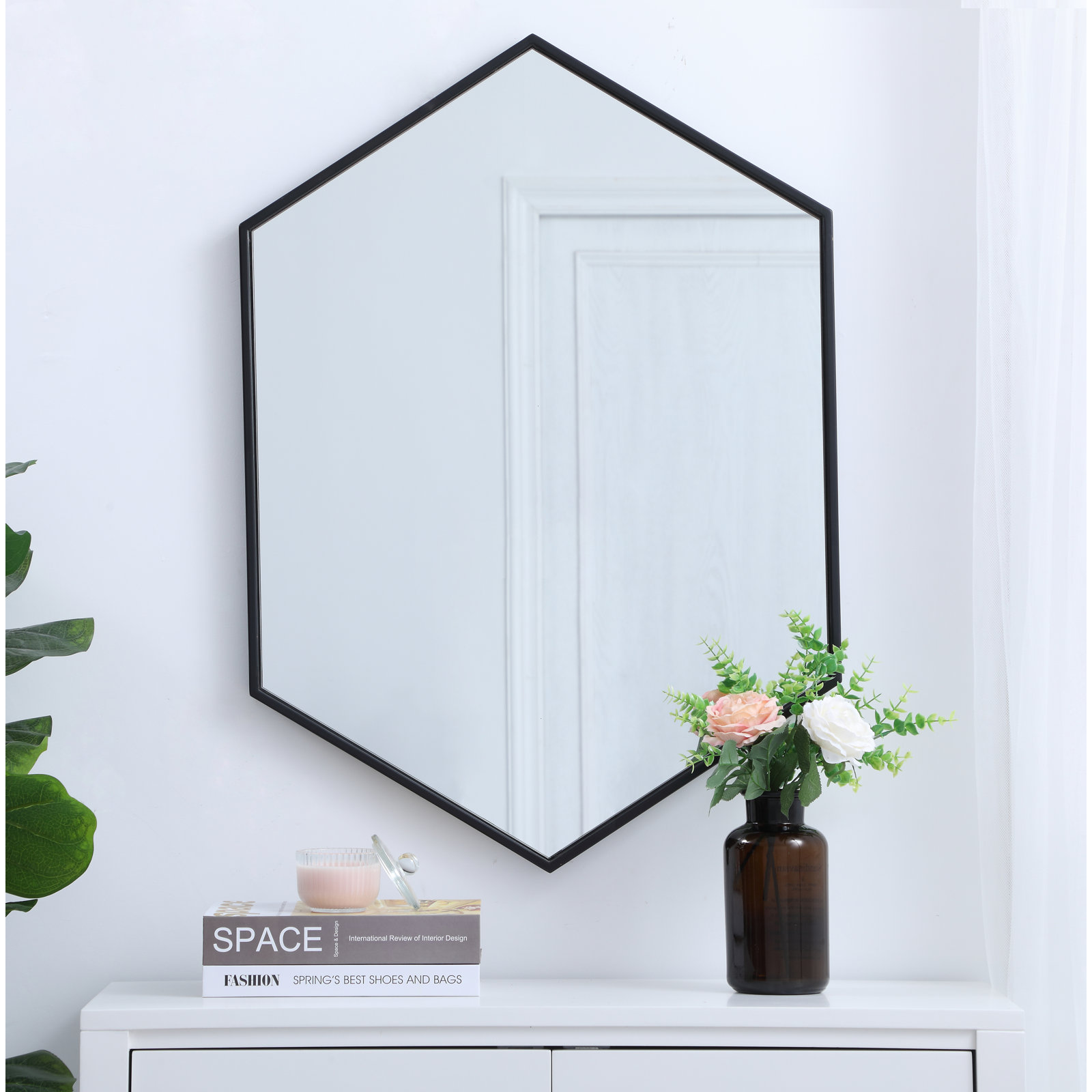 Sabine Accent Mirror, 34" H x 24" W, Black