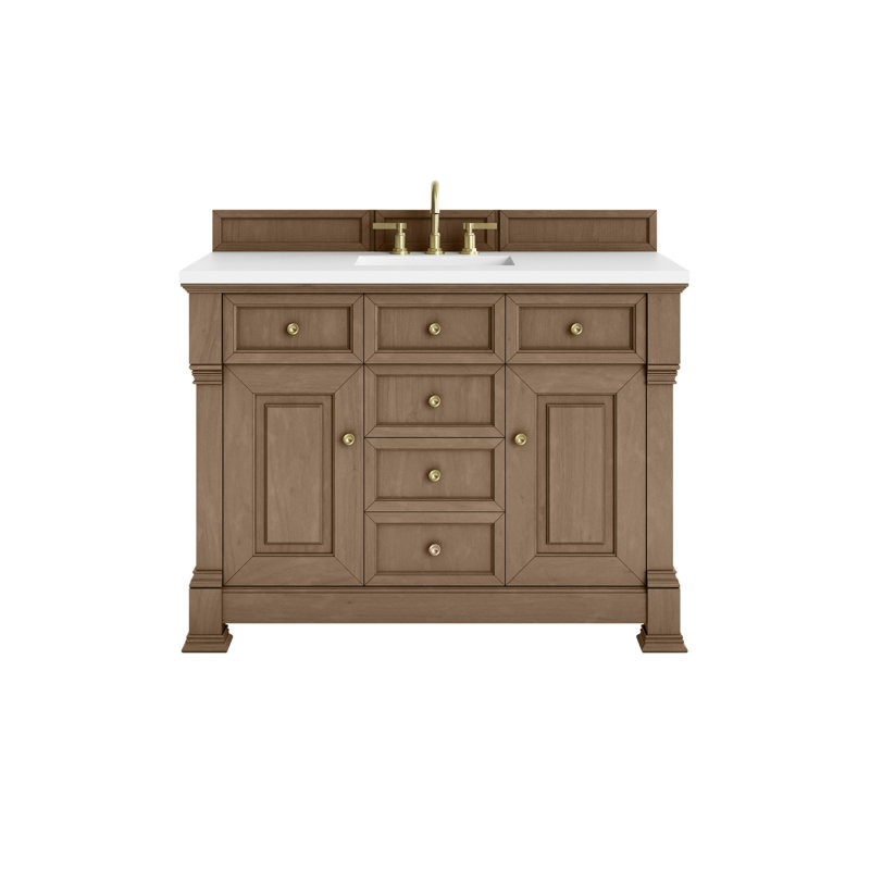 Brookfield 48'' W Single Vanity, White Zeus, Pecan, Widespread