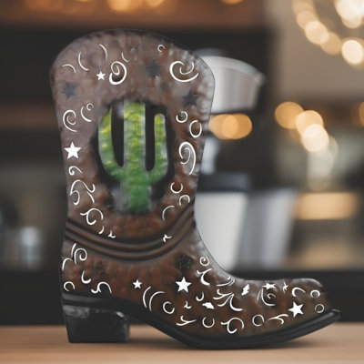 13.75"H Cactus in Boots Wall Decor