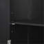 Grande armoire de rangement pour salle de bain, armoire de rangement autoportante avec deux tiroirs de tailles différentes et tablette réglable, panneau de fibres à densité moyenne avec finition peinte, noir