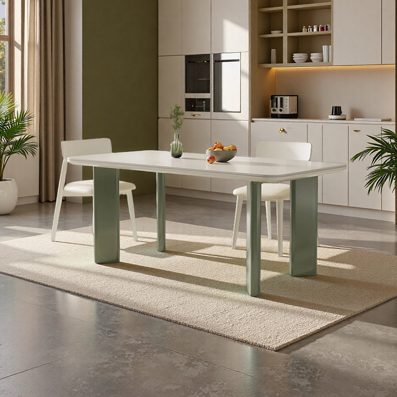 Stylish Rectangular Dining Table, 7 Pieces: Table, 6 Chairs, 29.52"H x 55.11"L x 31.49"W