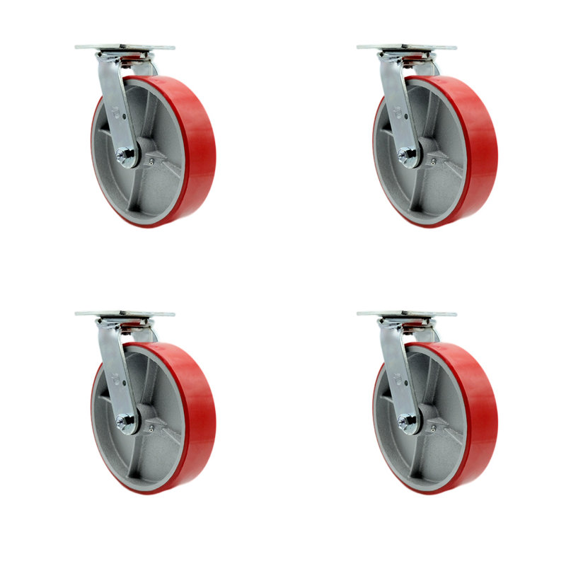 Poly on Cast Iron Caster, Red