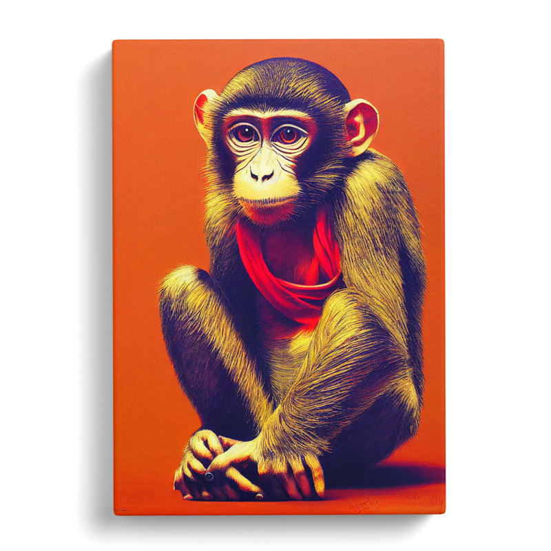 Young Monkey No.3 - Wrapped Canvas, 50cm H x 35cm W x 3cm D