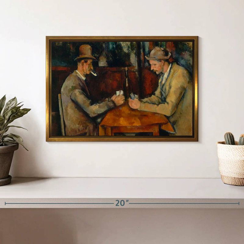Les joueurs de cartes 1890, Cadre flottant doré, 13 po x 9 po