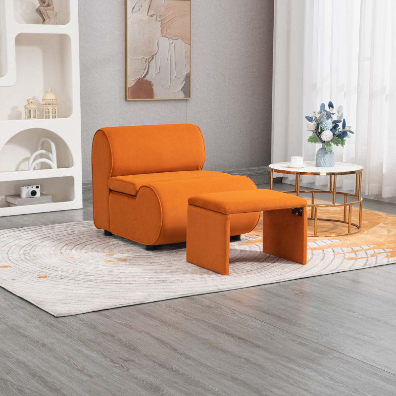 Chaise d'appoint en velours 33,46 po Josman, Velours orange