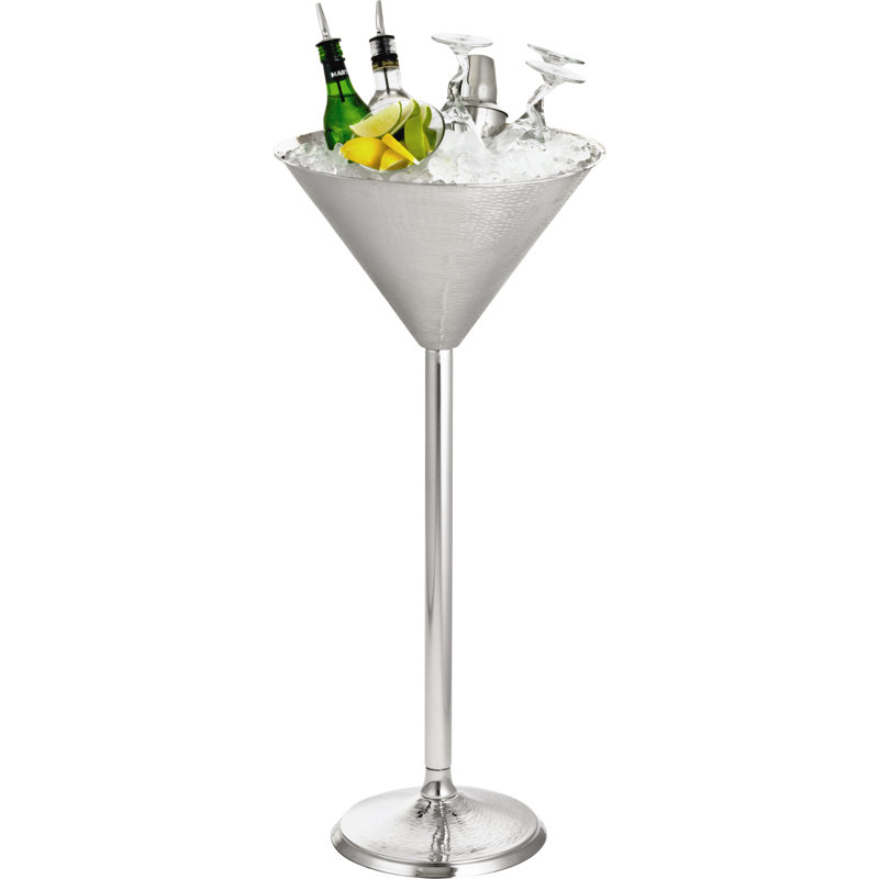 TableCraft Remington Collection Stainless Steel Martini Glass Beverage Stand, 32.5" Tall
