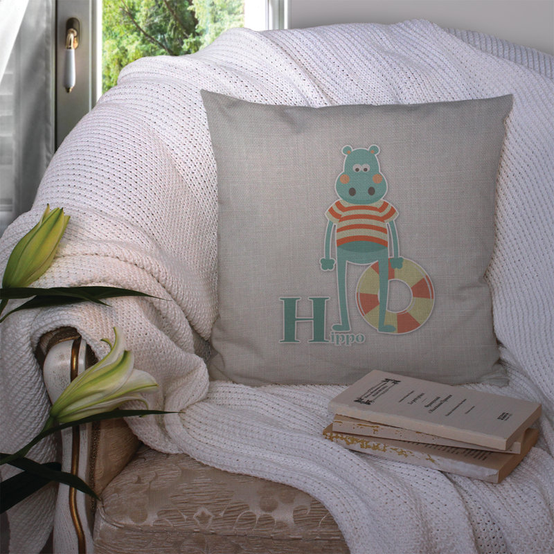 Coussin décoratif intérieur/extérieur alphabet b for bear, 14 po x 14 po, H