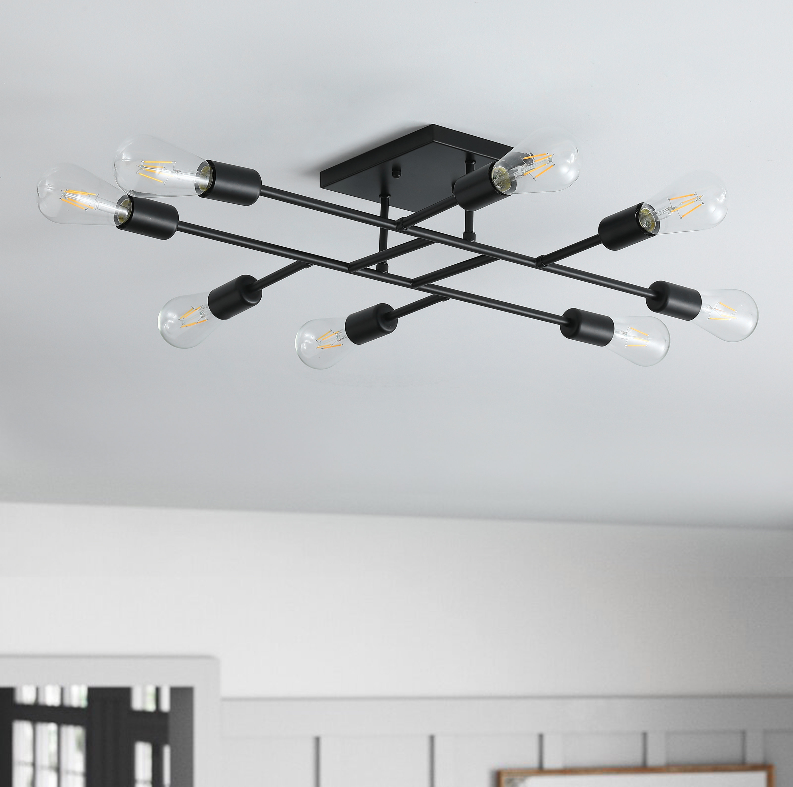 Corrigan Studio® 8 - Light Sputnik Modern Linear Semi Flush Mount | Wayfair