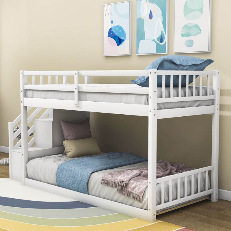 Kids Twin Over Twin Bunk Bed, White