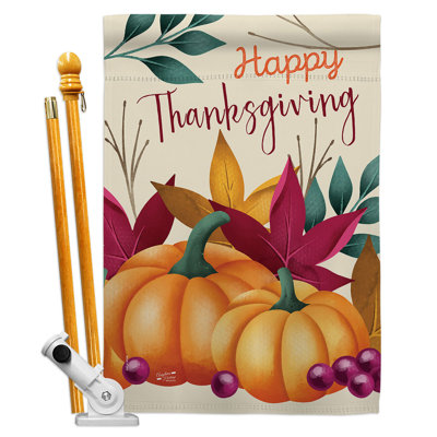 Double Sided 40 in. H x 28 in. W Polyester Thanksgiving Flag set