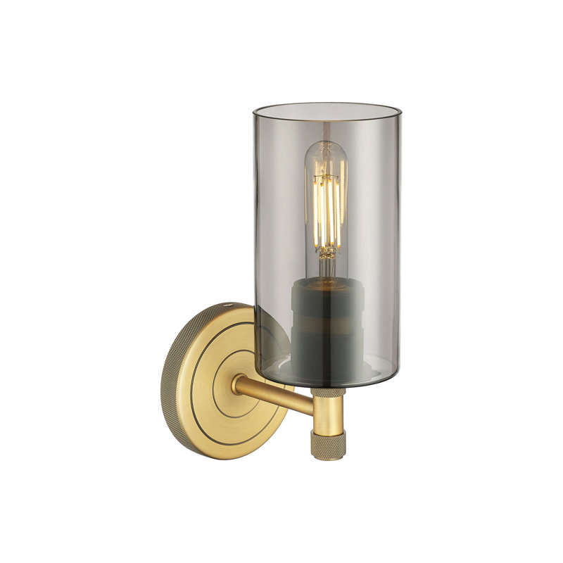 Applique murale 1 lumière Crown Point, Laiton brossé, Plaqué couleur fumée, H 10,5 po x l 3,88 po x P 6,5 po