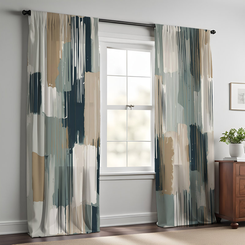 Paire de rideaux semi-transparents en polyester Gueda, L 40 po x L 52 po