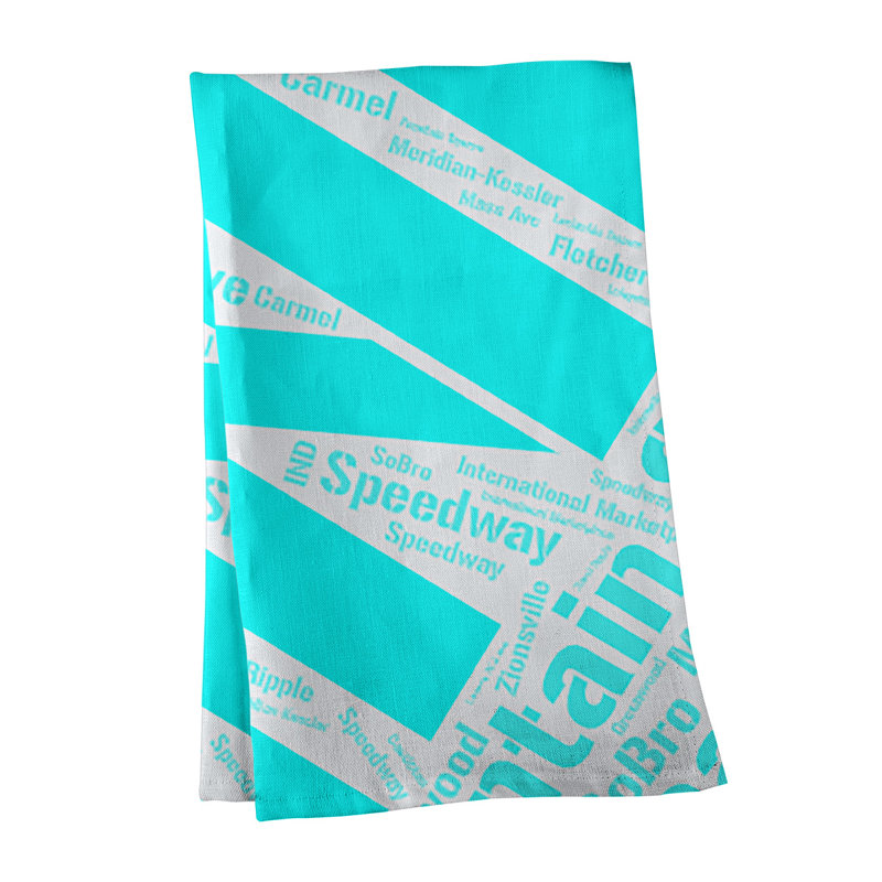 Serviette à thé « districts », Cyan, Indianapolis