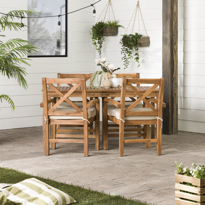 Ensemble de salle à manger 5 pièces en acacia Alfonsi, Brun