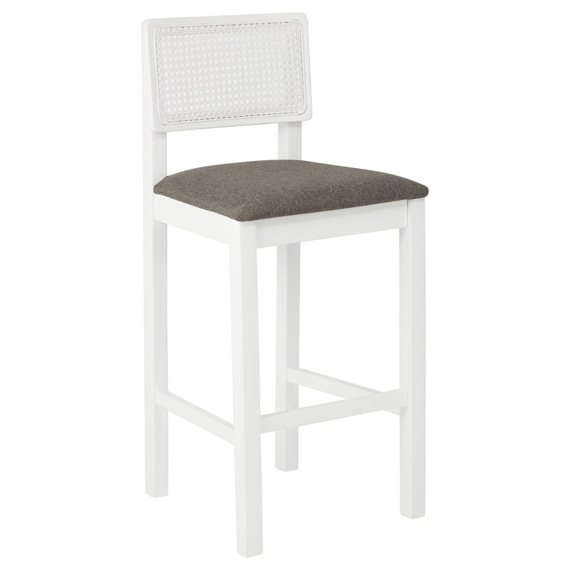 Tenaya Upholstered Counter Stool with Solid Wood Frame, Dark Grey/Ivory White