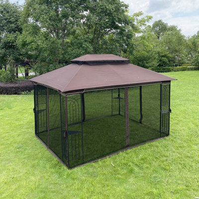 Outdoor Patio Gazebo Canopy Tent With Ventilated Double Roof And Mosquito net(Detachable Mesh Screen On All Sides),Suitable for Lawn, Garden, Backyard and Deck