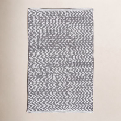 Herringbone Shale/White Handwoven Indoor/Outdoor Rug