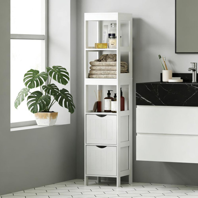 Armoire de rangement blanche peu encombrante, conception compacte en MDF, élégance moderne