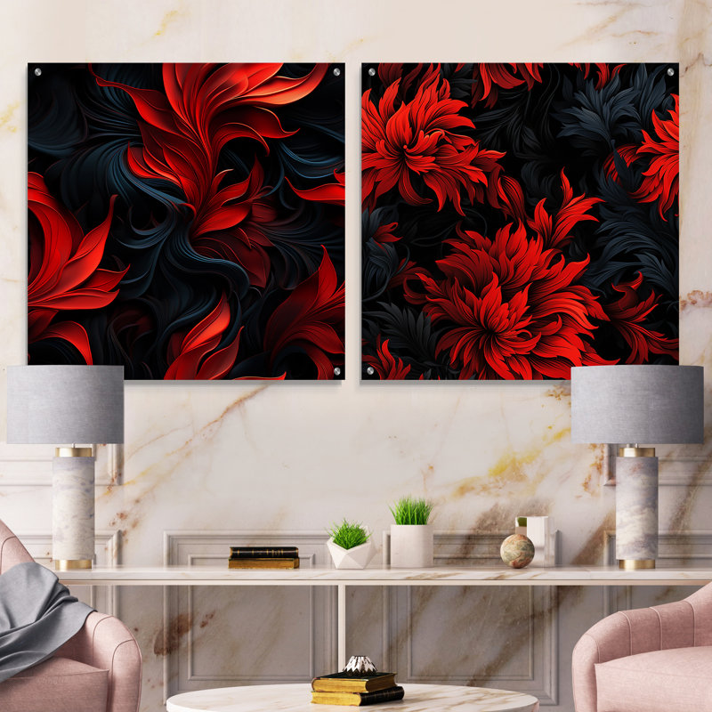 Woodbridge - Ensemble de 2 verres muraux abstraits en acrylique, H 36 po x l 73 po