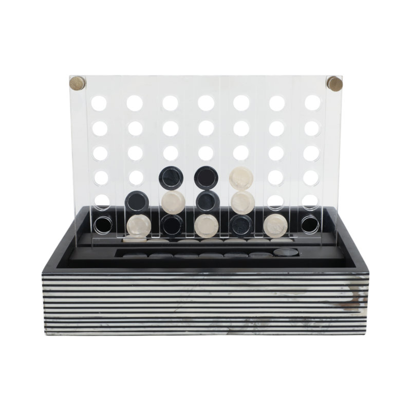 Iron, MDF, and Resin Classic Strategy Board Game with Modern Acrylic and Wood Design, Black