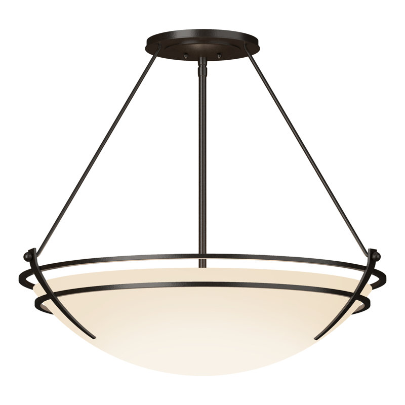 Plafonnier semi-encastré Presidio Tryne, Bronze huilé, H 23,7 po x l 28,6 po x P 28,6 po, Opale