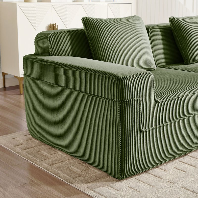 Canapé sans accoudoirs avec velours côtelé Martha - Vert, Green