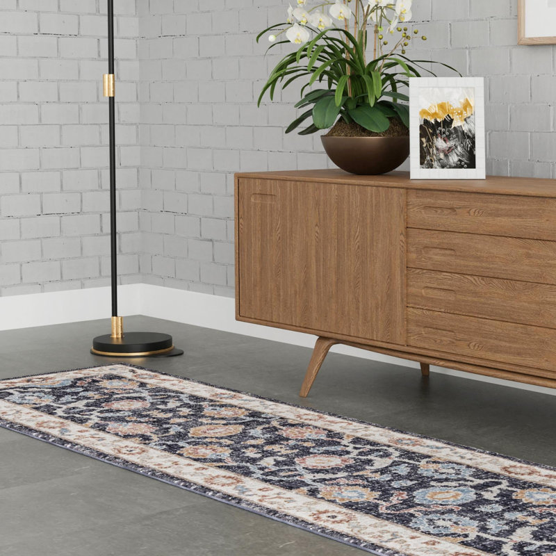 Tapis gris anthracite Traditional, Tapis de couloir 2 pi x 6 pi