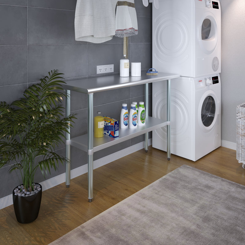 48" Stainless Steel Kitchen Utility Table with Adjustable Shelf