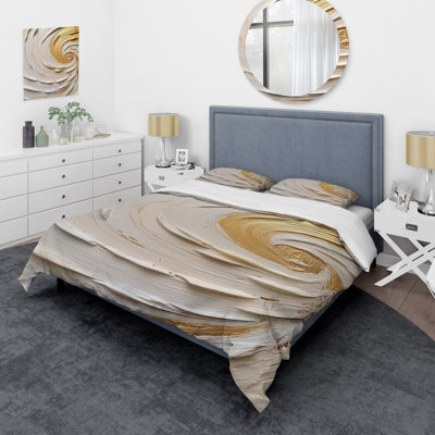 Gold Eternal Swirl IV Microfiber / Polyester Duvet Cover SetMicrofiber / Polyester Duvet Cover Set