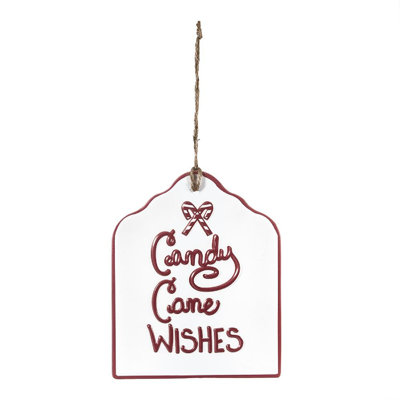 Étiquettes suspendues Iron Candy Cane Wishes - ensemble de 6 - blanc / rouge