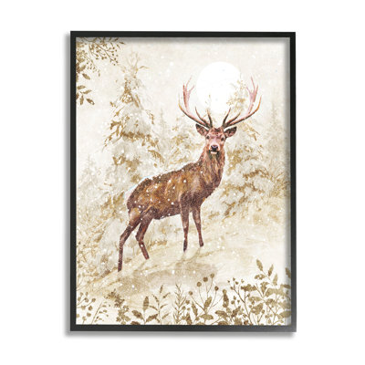 " Elk Snow Covered Forest " by Pip Wilson Painting Print