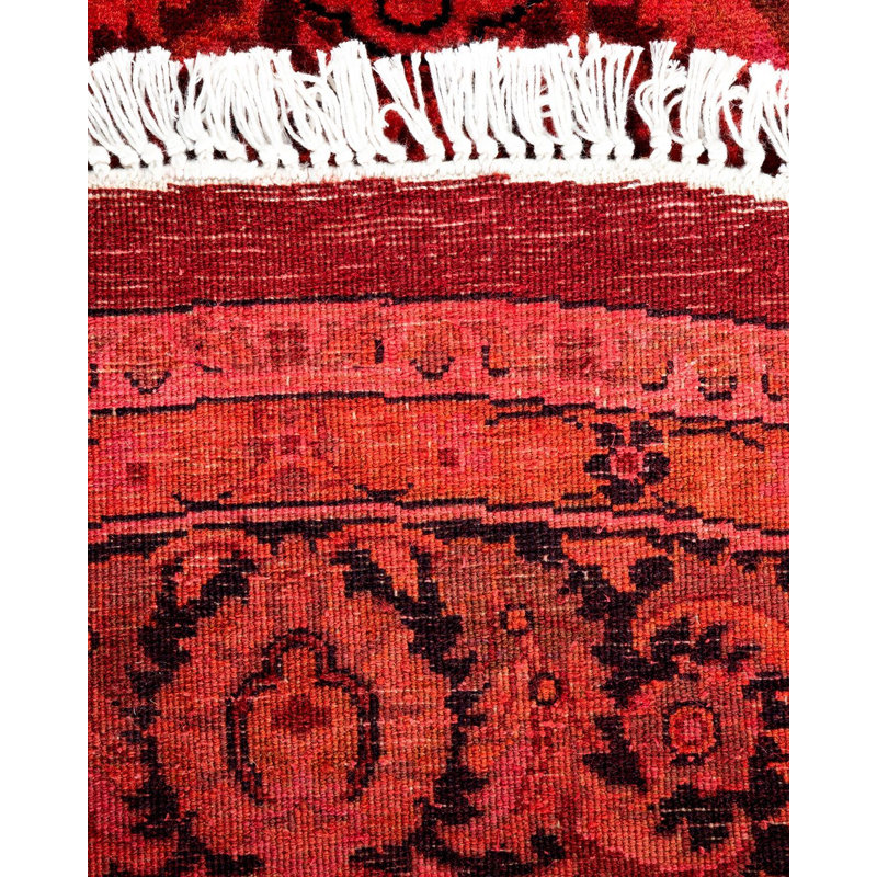 Tapis orange noué à la main de conception unique Chimel