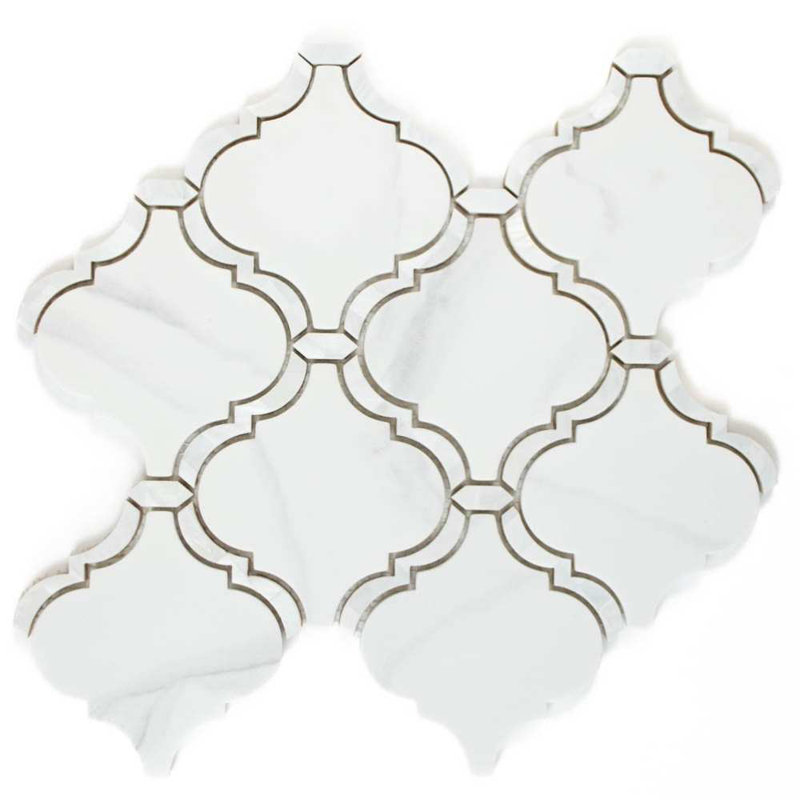 Tahitian Pearl 14" x 14.5" Glass Satin Mosaic Wall Tile, White