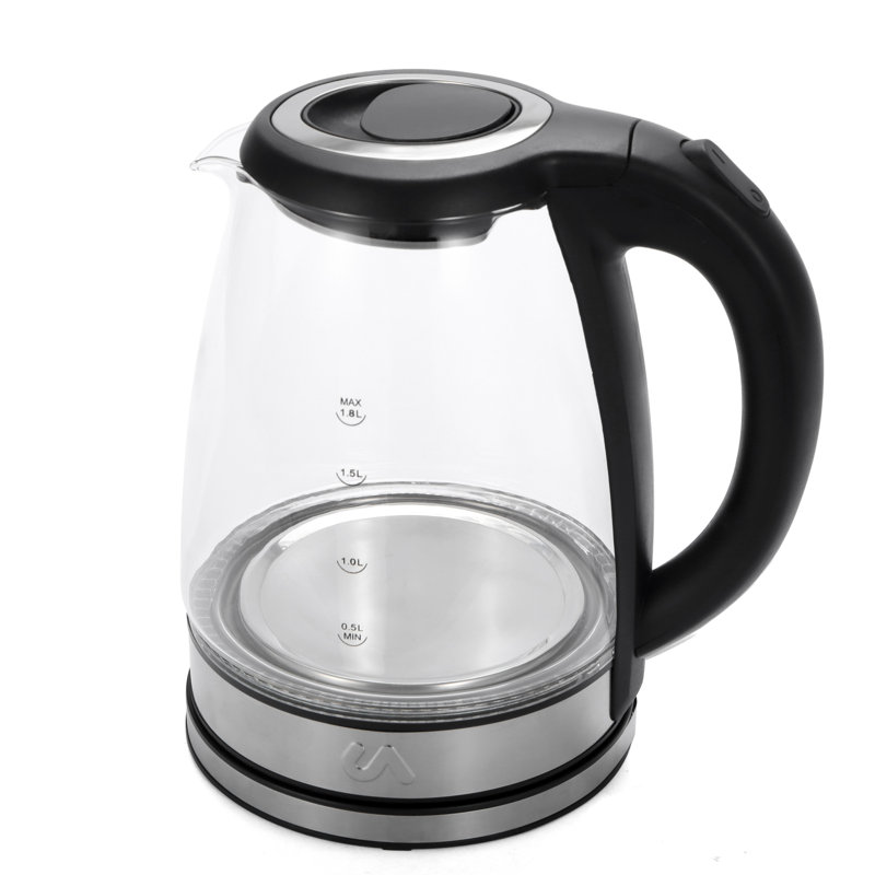 1.8L Glass and Stainless Steel Electric Tea Kettle with LED Light