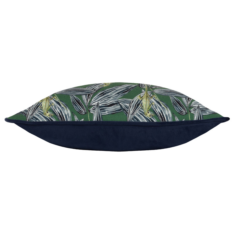Floral Rectangular Lumbar Cushion, Green, Polyester