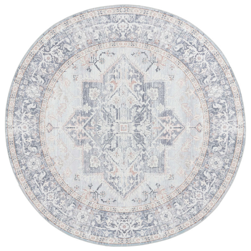Raydel Performance Machine Washable Oriental Rug, Round 6'