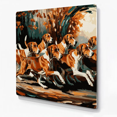Dogs American Foxhound Black Metal Wall Art