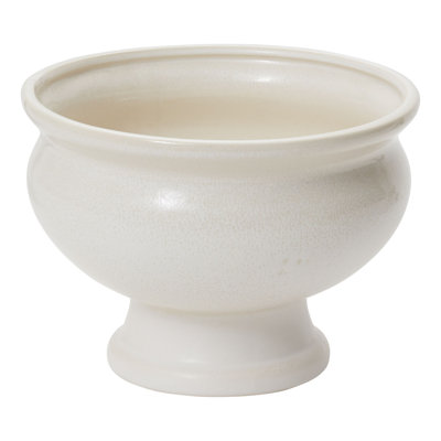 Small Round White "Ellis" Footed Planter Pot Compote For Plants And Home Décor